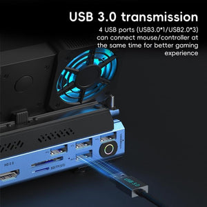 9-in-1 USB-C Gaming Dock with Detachable Fan | Blue / Black