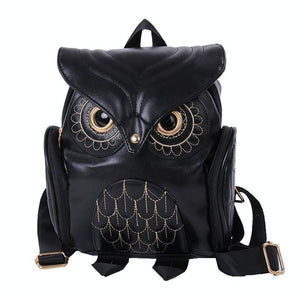 Women’s Owl Print PU Backpack | Colourful & Stylish | Black