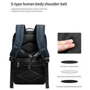 Large Capacity Waterproof Laptop Backpack with USB Port for Business Travel | Light Grey