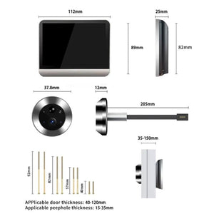 Smart Cat Eye Video Doorbell | 1080P WiFi | 4.3" Screen | Hidden Graffiti Design | Black