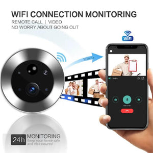 Smart Cat Eye Video Doorbell | 1080P WiFi | 4.3" Screen | Hidden Graffiti Design | Black