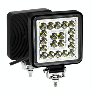 1 Pair LED Work Lights | 4" Square | Double Circle Angel Eye | Black