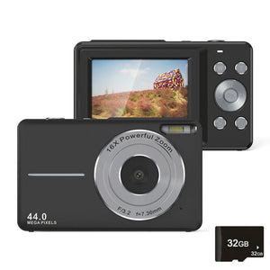 Mini Children Photography Camera | 2.4-Inch HD | 16x Zoom | Black + 32GB