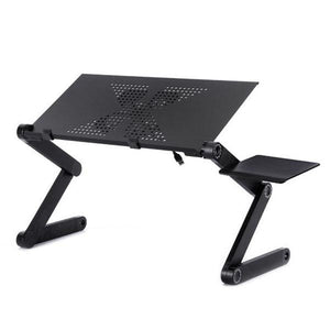 Adjustable Foldable Laptop Stand with Fans & Mouse Pad | Portable Aluminum Alloy | Black