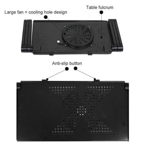 Adjustable Foldable Laptop Stand with Fans & Mouse Pad | Portable Aluminum Alloy | Black