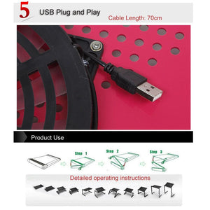 Adjustable Foldable Laptop Stand with Fans & Mouse Pad | Portable Aluminum Alloy | Black