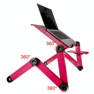 Adjustable Foldable Laptop Stand with Fans & Mouse Pad | Portable Aluminum Alloy | Black