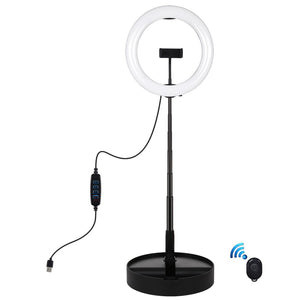 10.2" Dual-Colour LED Ring Light | With USB | Bluetooth Remote & Phone Holder | Black