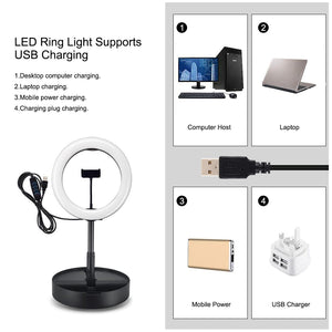 10.2" Dual-Colour LED Ring Light | With USB | Bluetooth Remote & Phone Holder | Black