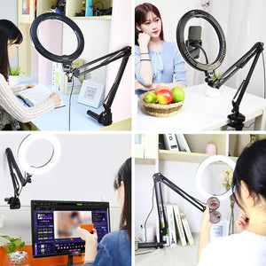 10.2" Ring Light with USB | 3 Modes | Dual Colour | Phone Clamp