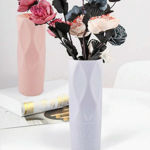3-Piece Plastic Vase Set | For Dry & Wet Flower Arrangements & Floral Decor | Gray