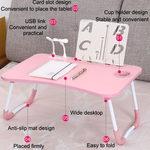 Portable Folding Desk with Fan & Lamp | Compact Design | Teenage Pink