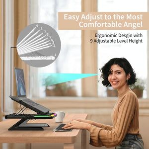 Adjustable Laptop Stand with 9 Levels of Lighting | Pink