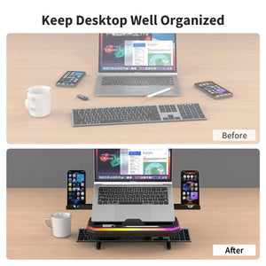 Adjustable Laptop Stand with 9 Levels of Lighting | Pink