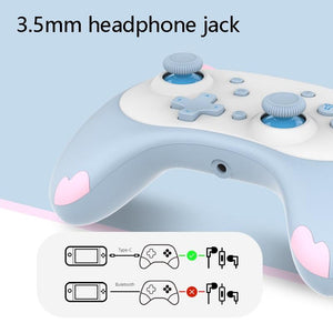 Cat-Shaped Wireless Tooth Handle for Nintendo Switch | Orange & Pink