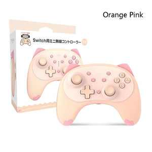 Cat-Shaped Wireless Tooth Handle for Nintendo Switch | Orange & Pink