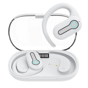 Stereo Wireless Earphones | Hanging Ear | With Charging Case | White