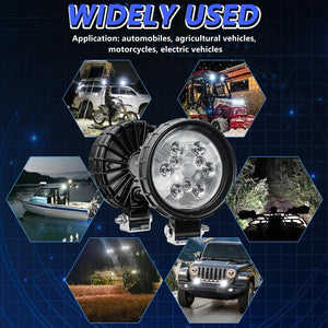 12W LED Work Light | 9-30V | Mixed Light | Round Shape | With Wire Set