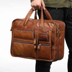 Men's Business Handbag | 15.6 Inch | Casual Shoulder Messenger | Brown | Classic Look