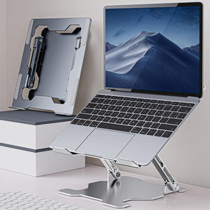 Foldable Laptop Stand | Hollow Design Heat-Dissipating Flat Desktop | Moon Silver