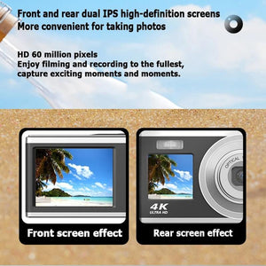 4K HD Digital Camera | 60MP | Dual Screen Selfie Camera | No Memory | White Edition