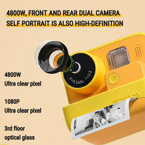 2-Inch Dual Lens Instant Print Camera for Children | 4800W Pixel | Without Memory Card | Yellow