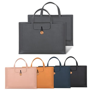Waterproof Elastic Button Laptop Handbag | PU Material | Grey | 13.3/14 Inch