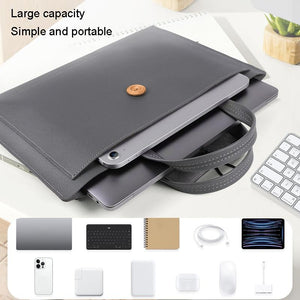 Waterproof Elastic Button Laptop Handbag | PU Material | Grey | 13.3/14 Inch