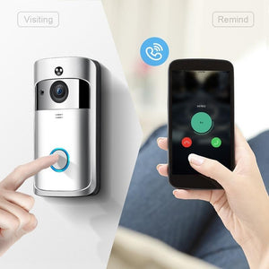 Smart Wi-Fi Video Doorbell with Night Vision & Wide-Angle Camera | 720P Low Power Mobile Remote | Black