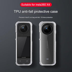 Clear Soft TPU Protective Case | For Insta360 X4 | 1.5mm Thickness | Clear Black | With Hand Strap