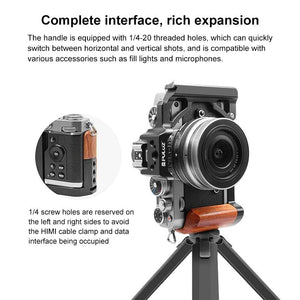 Wood Handle Metal Camera Cage for Nikon ZFC | Stabilizer Rig | Black