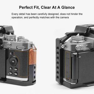 Wood Handle Metal Camera Cage for Nikon ZFC | Stabilizer Rig | Black