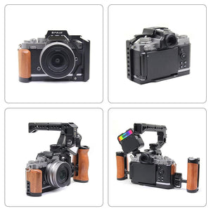 Wood Handle Metal Camera Cage for Nikon ZFC | Stabilizer Rig | Black