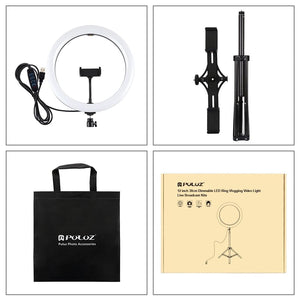 11.8" LED Ring Light Kit with Tripod & Dual Phone Bracket | 3 Modes | Dual Colour Temperature | USB Live Broadcast | Black