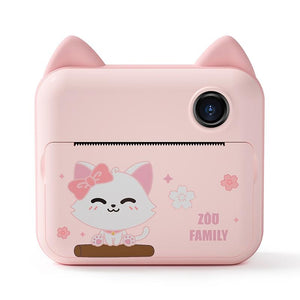 32GB Children Instant Camera with Dual-Lens & Mini Print | Pink Cat | Pink Cat