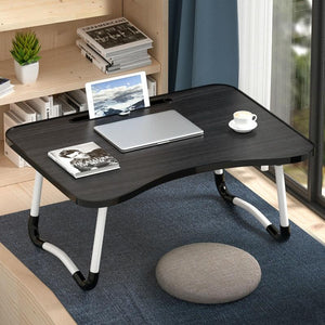 Adjustable Folding Laptop Desk with Non-Slip Legs & Card Slot | Black