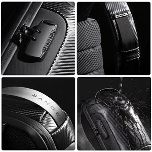 Carbon Fiber Anti-Theft Waterproof Crossbody Chest Bag for Men & Women | 34 x 18 x 10cm | Black