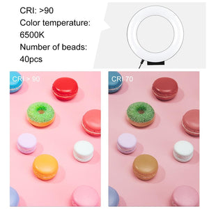 12cm Ring Light | Desktop Tripod | Selfie Stick Mount | USB LED | Beauty Vlogging | Photography & Video Lighting Kit | Black