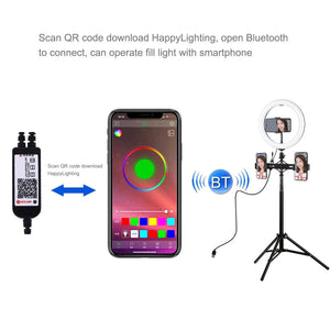 10.2" RGBW LED Ring Light Kit with Tripod and Phone Mount