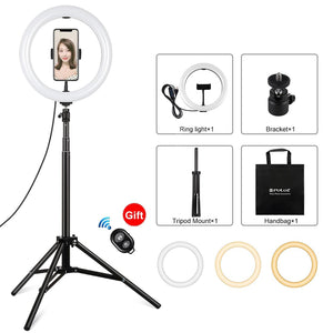10.2" 26cm Ring Light Kit with Tripod | USB | 3 Modes | Dual Colour | Phone Clamp | Remote | Black