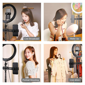 10.2" Dual Phone Tripod with USB Ring Light & Remote