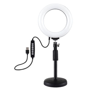 USB 10 Modes 8 Colour LED Ring Light with Tripod Mount | 6.2 - Inch Diameter