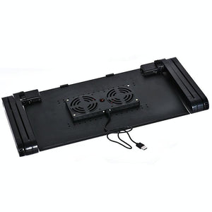 Foldable Laptop Stand with Dual Fans & Mouse Pad | 360° Adjustable | Black