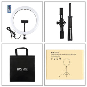 11.8" RGBW LED Ring Light Kit with Mount | Dual Phone Brackets | Remote Control