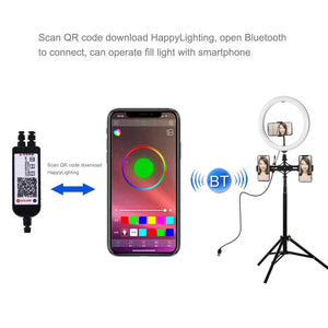 11.8" RGBW LED Ring Light Kit with Mount | Dual Phone Brackets | Remote Control