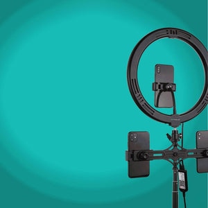 11.8" RGBW LED Ring Light Kit with Mount | Dual Phone Brackets | Remote Control