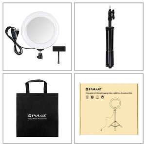 7.9" Mirror Light with Tripod & USB | 3 Modes | Dual Colour Curved Ring Light for Vlogging, Selfie Photography & Video | Phone Clamp | Black