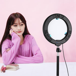 7.9" Mirror Light with Tripod & USB | 3 Modes | Dual Colour Curved Ring Light for Vlogging, Selfie Photography & Video | Phone Clamp | Black