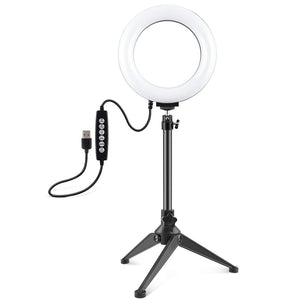 6.2" USB LED Ring Light with 10 Modes & Desktop Tripod Mount | Black