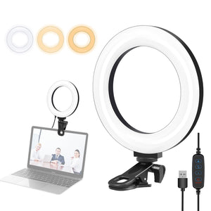 6.2 Dual - Colour Ring Light | USB | 3 Modes | Monitor Clip | Black